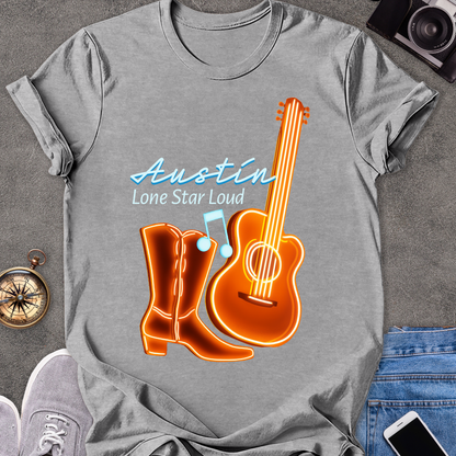 Austin - Lone Star Loud | Unisex Softstyle T-Shirt | Fun and Casual Music Lover Tee