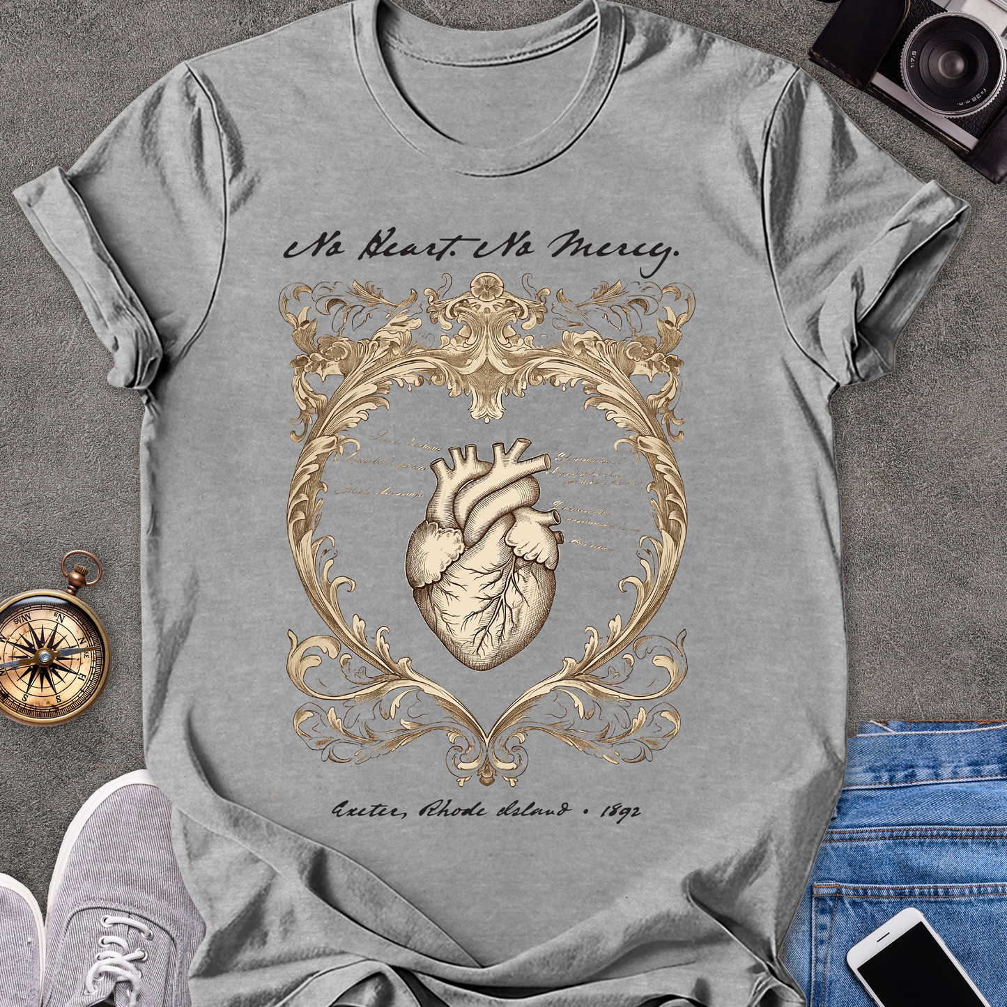 No Heart. No Mercy. Exeter, Rhode Island| Unisex Softstyle T-Shirt | Vampire Travel Tee