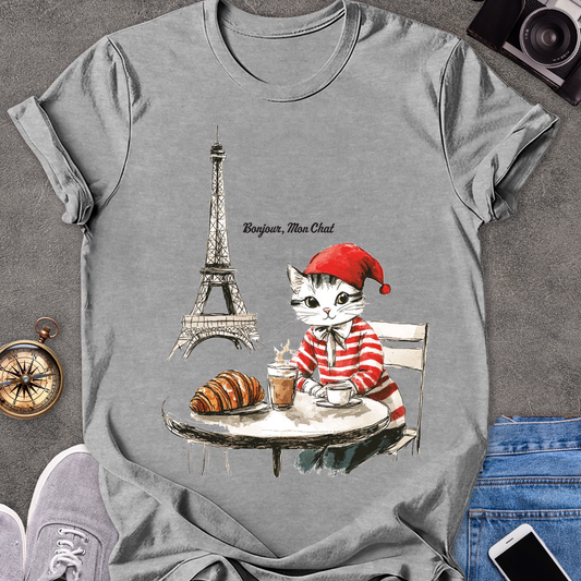 Bonjour, Mon Chat| Unisex Softstyle T-Shirt | France Travel Tee