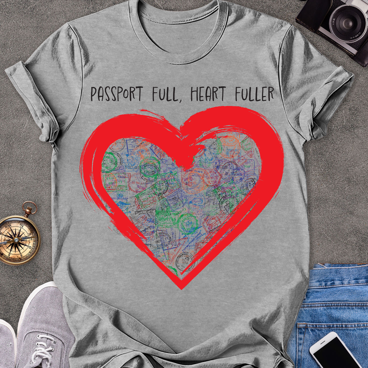 Passport Full, Heart Fuller | Softstyle T-Shirt | Travel Tee