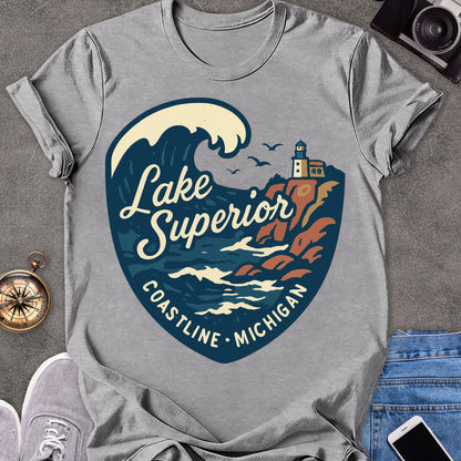 Lake Superior, Coastline Michigan | Softstyle T-Shirt | Outdoor Travel Tee