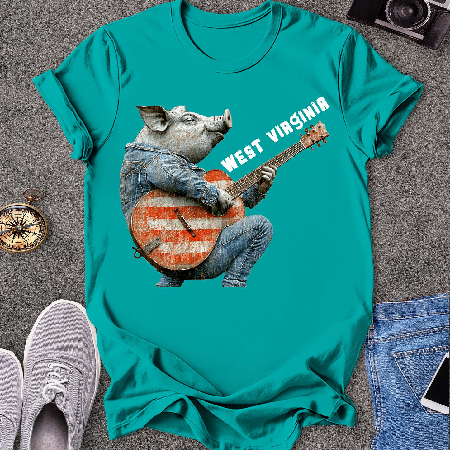 West Virginia - Pig Playing Guitar T-Shirt