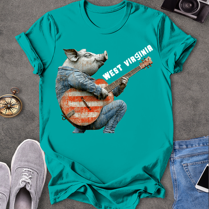 West Virginia - Pig Playing Guitar T-Shirt