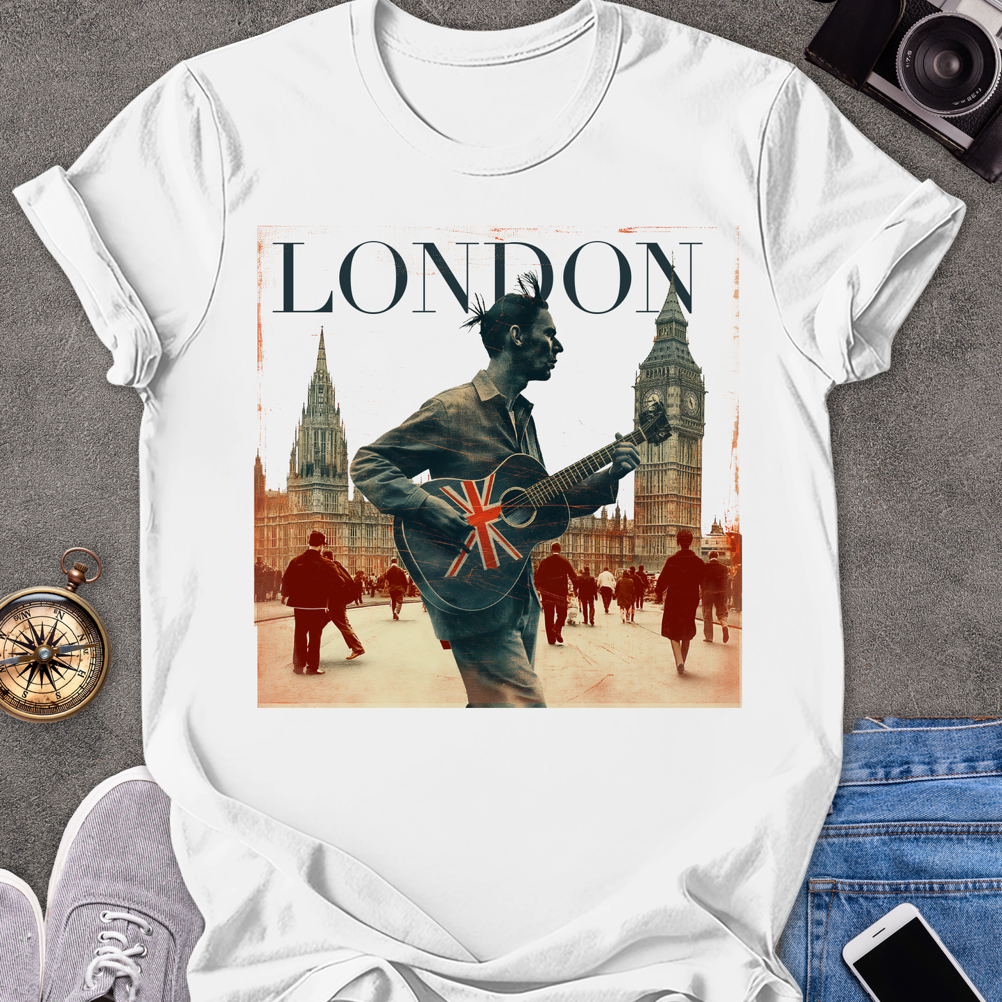 London | Unisex Softstyle T-Shirt | Retro Style Travel Tee