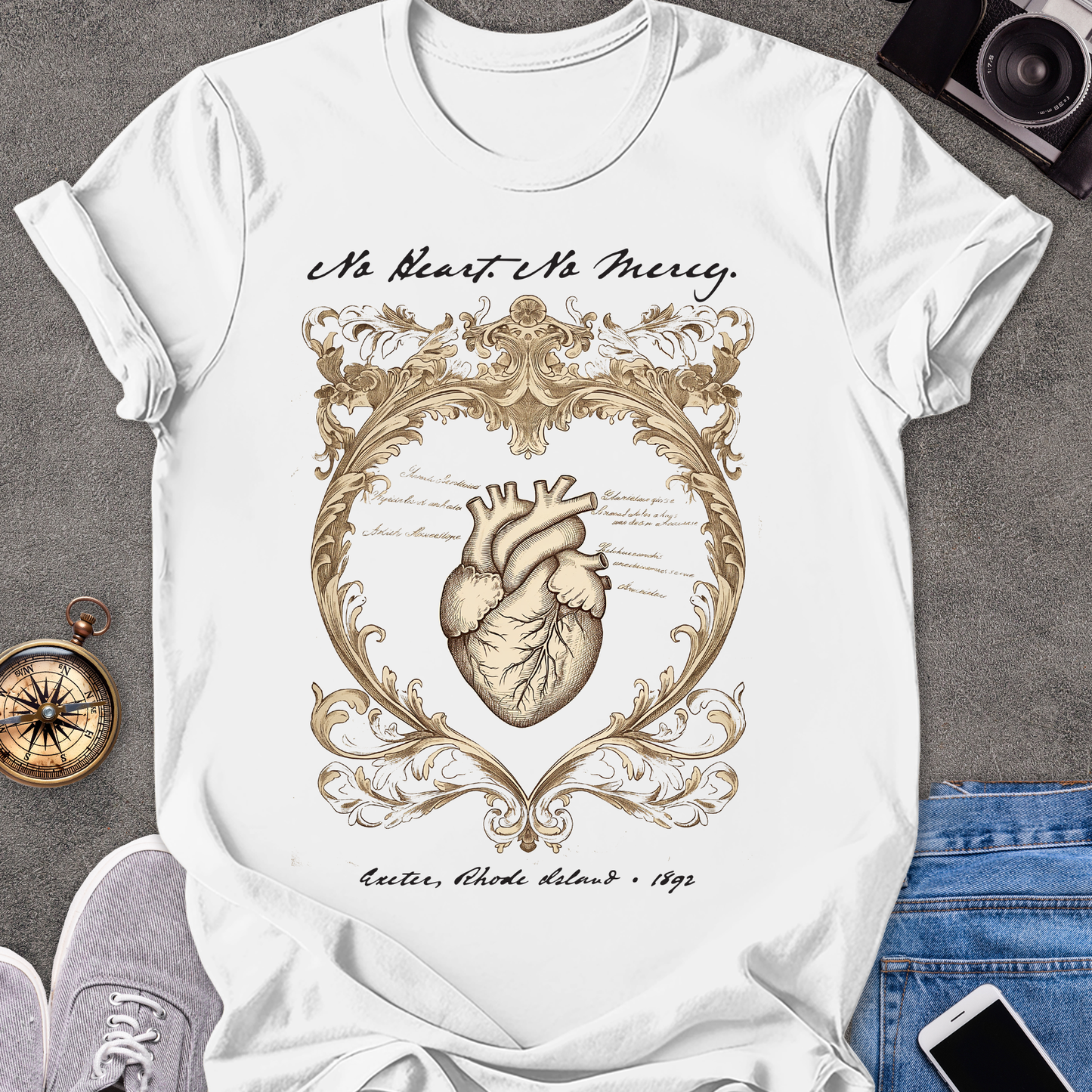 No Heart. No Mercy. Exeter, Rhode Island| Unisex Softstyle T-Shirt | Vampire Travel Tee