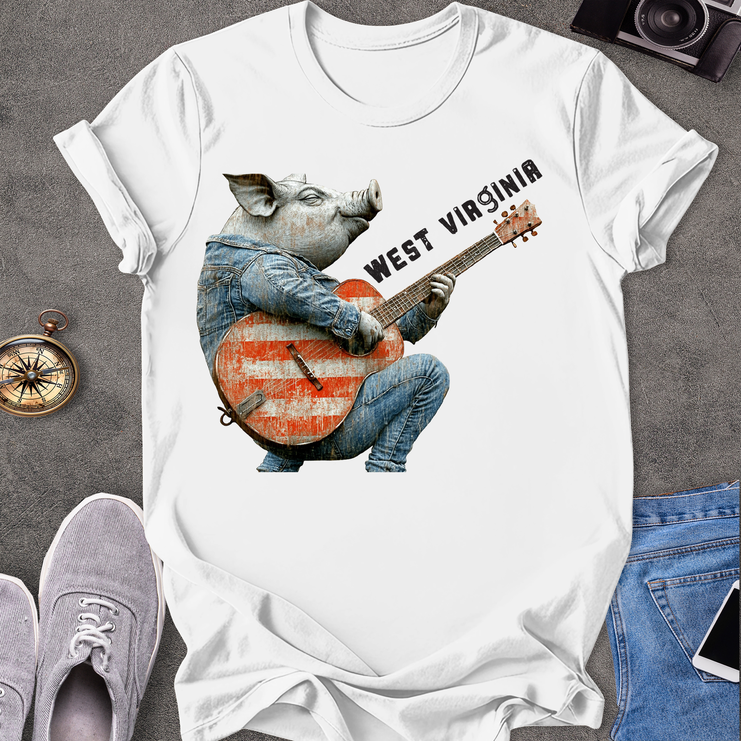 West Virginia - Pig Playing Guitar T-Shirt