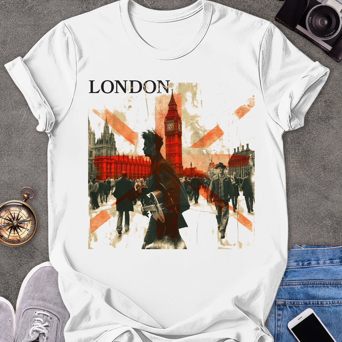 London | Unisex Softstyle T-Shirt | Retro London Travel Tee