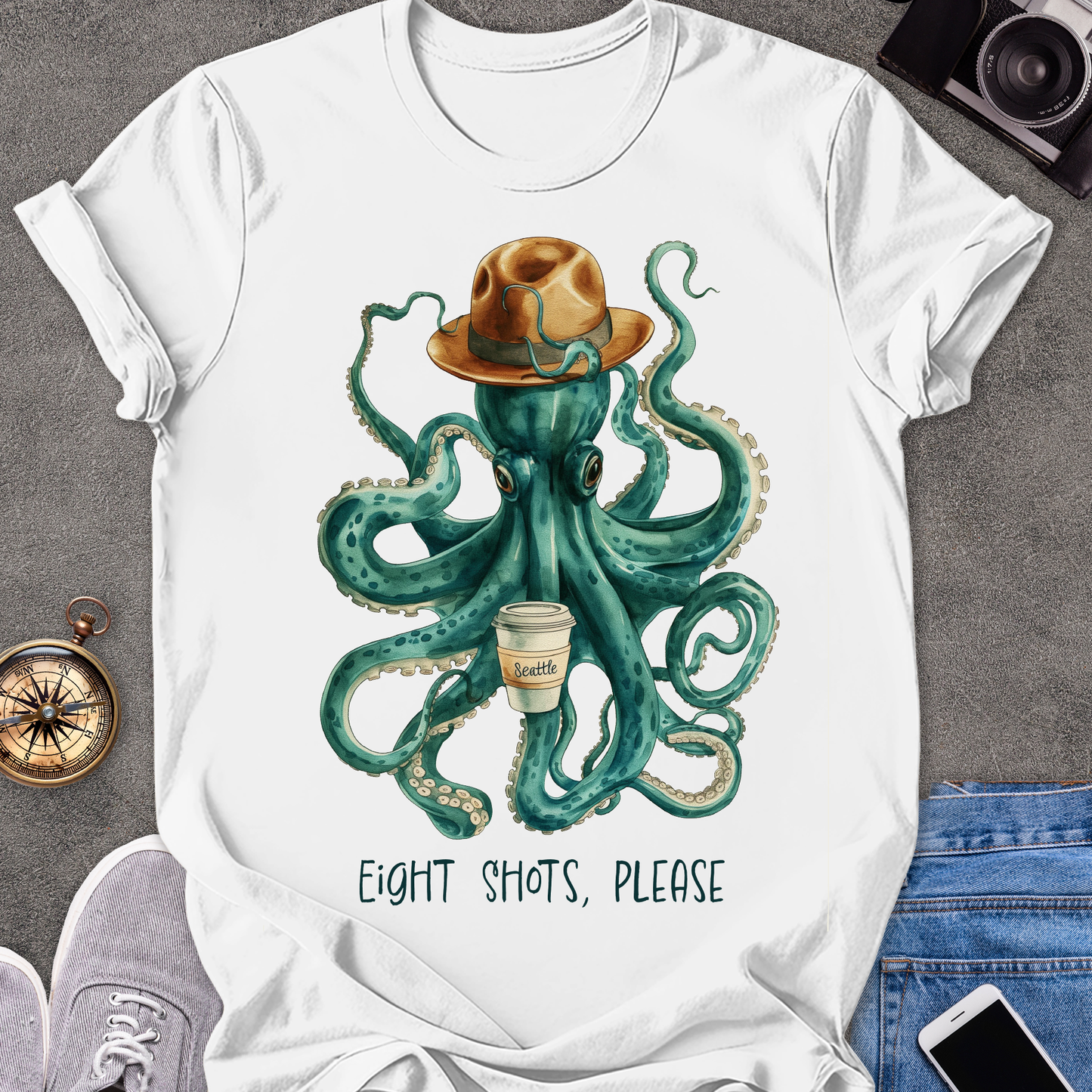 Eight Shots Please-Seattle| Unisex Softstyle T-Shirt | Seattle Travel Tee